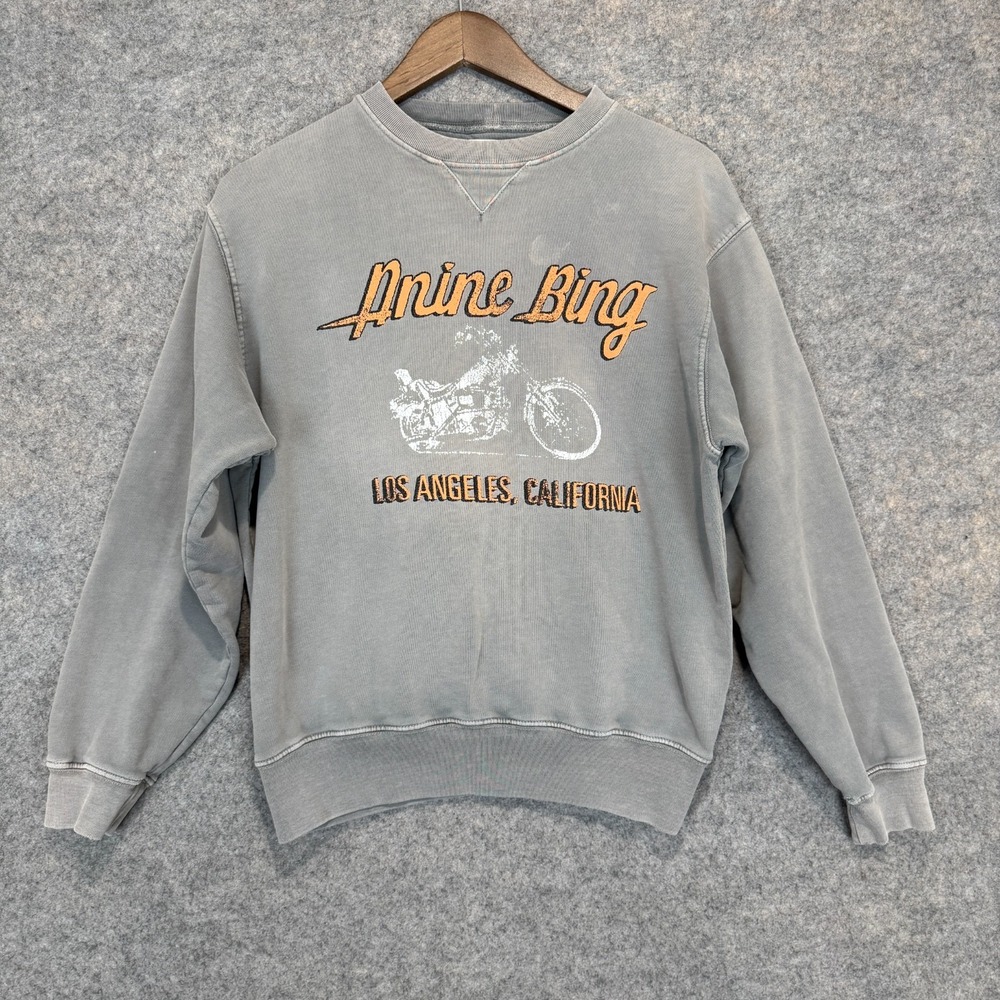 ANINE BING Romona Motorcycle Sweatshirt Womens Small Relaxed Oversized Biker